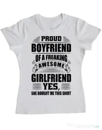 Tricou ADLER dama Proud boyfriend Alb