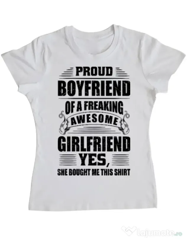 Tricou ADLER dama Proud boyfriend Alb