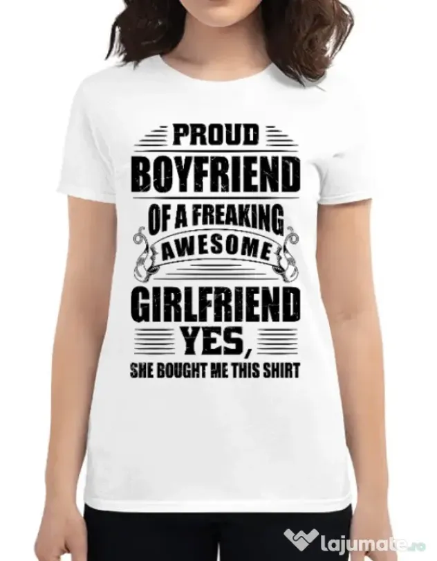 Tricou ADLER dama Proud boyfriend Alb