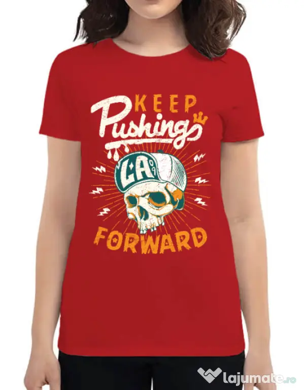 Tricou ADLER dama Keep pushing Rosu
