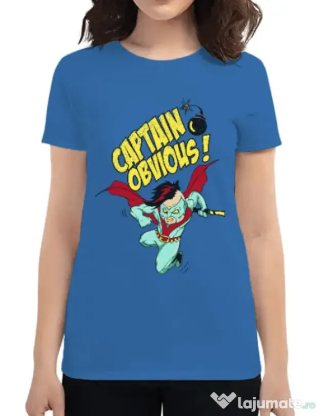 Tricou ADLER dama Captain obvious Albastru azuriu