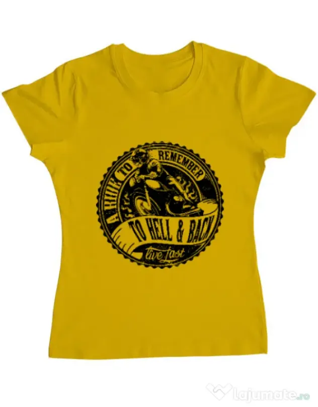 Tricou ADLER dama A ride to remember Galben