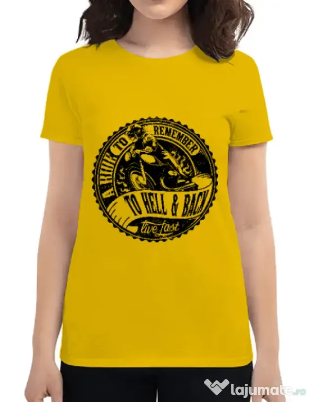 Tricou ADLER dama A ride to remember Galben