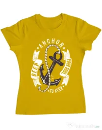 Tricou ADLER dama Anchor your soul Galben