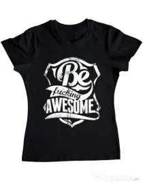 Tricou ADLER dama Be awesome Negru