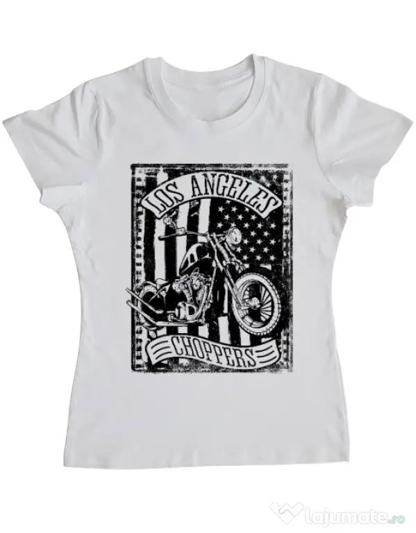 Tricou ADLER dama Flag and bike Alb
