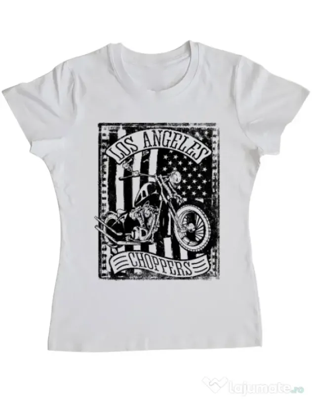 Tricou ADLER dama Flag and bike Alb