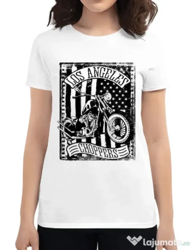 Tricou ADLER dama Flag and bike Alb