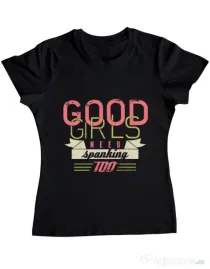 Tricou ADLER dama Good girls need spanking Negru