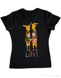 Tricou ADLER dama Giraffes love Negru