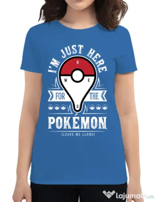 Tricou ADLER dama Here for the Pokemon Albastru azuriu