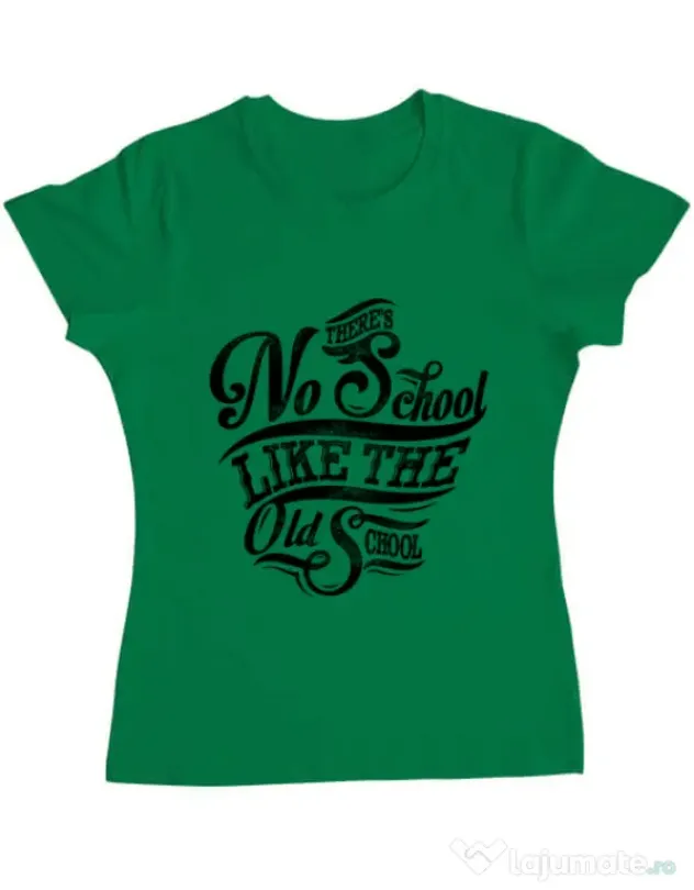 Tricou ADLER dama Old school typography Verde mediu