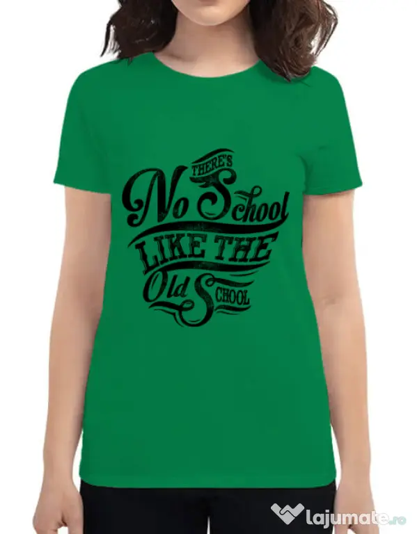 Tricou ADLER dama Old school typography Verde mediu