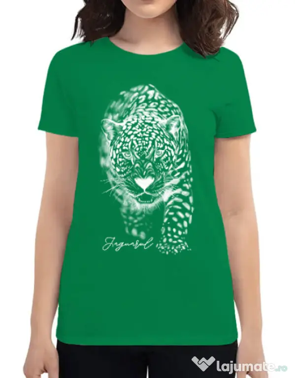 Tricou ADLER dama Jaguarul Alb Verde mediu