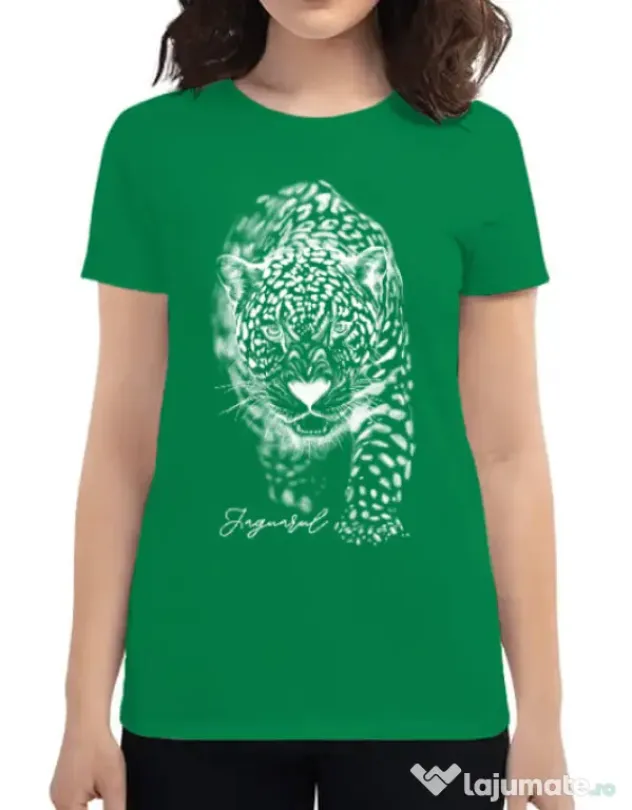 Tricou ADLER dama Jaguarul Alb Verde mediu