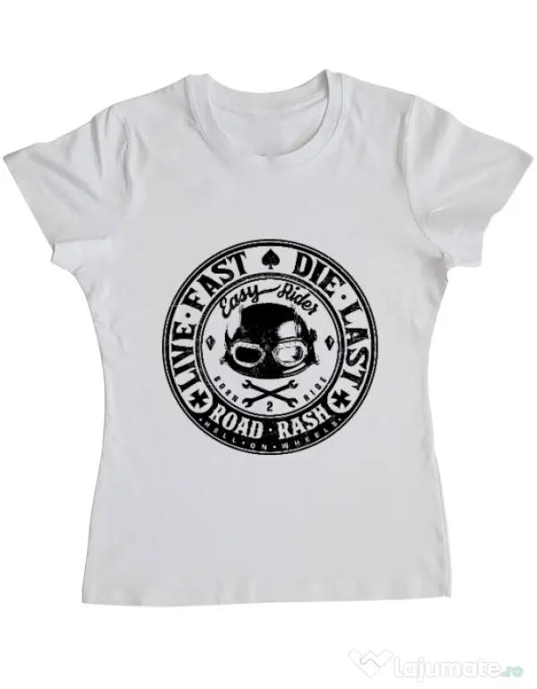 Tricou ADLER dama Road rash Alb