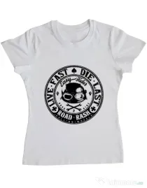 Tricou ADLER dama Road rash Alb