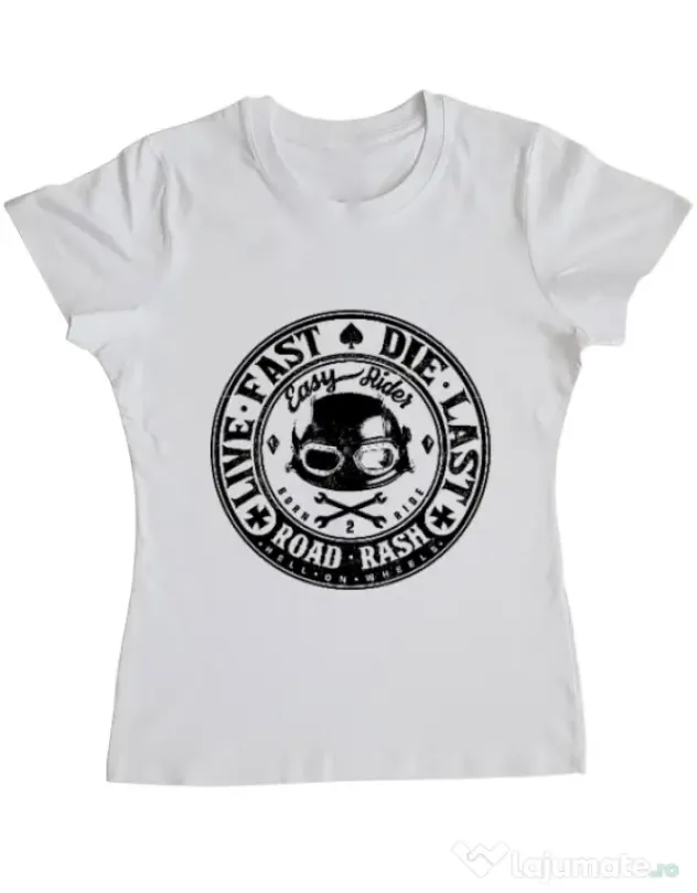 Tricou ADLER dama Road rash Alb