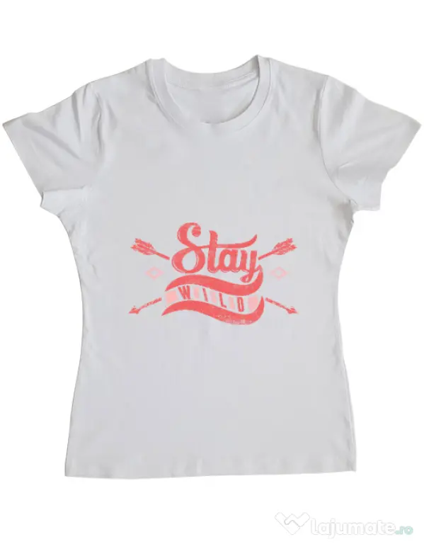 Tricou ADLER dama Stay wild Alb