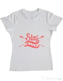 Tricou ADLER dama Stay wild Alb