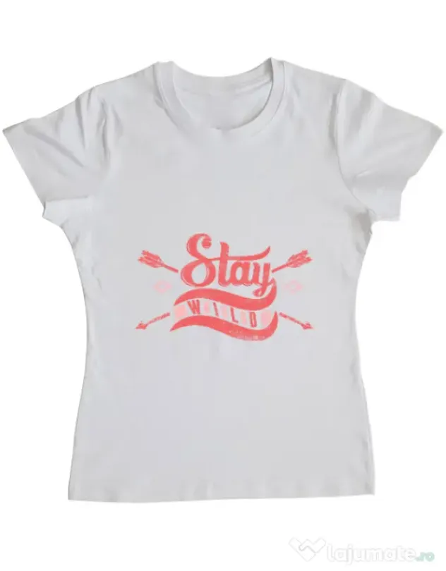 Tricou ADLER dama Stay wild Alb