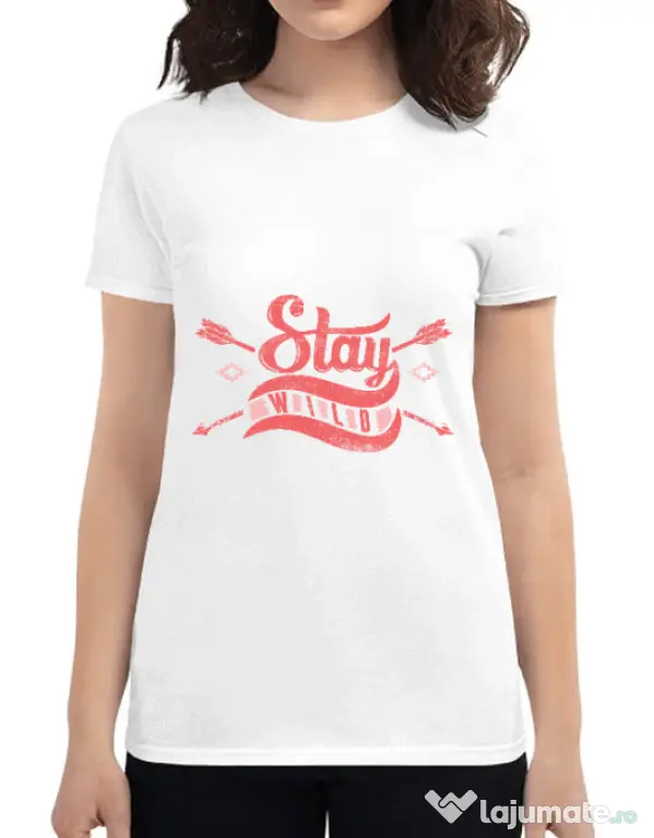 Tricou ADLER dama Stay wild Alb
