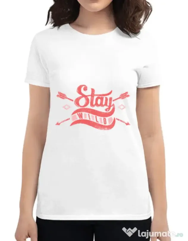 Tricou ADLER dama Stay wild Alb