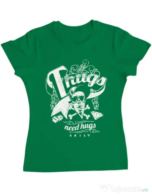Tricou ADLER dama Thugs need hugs Verde mediu