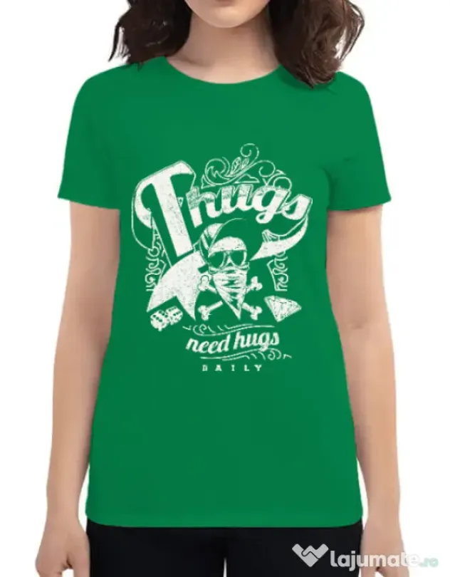 Tricou ADLER dama Thugs need hugs Verde mediu