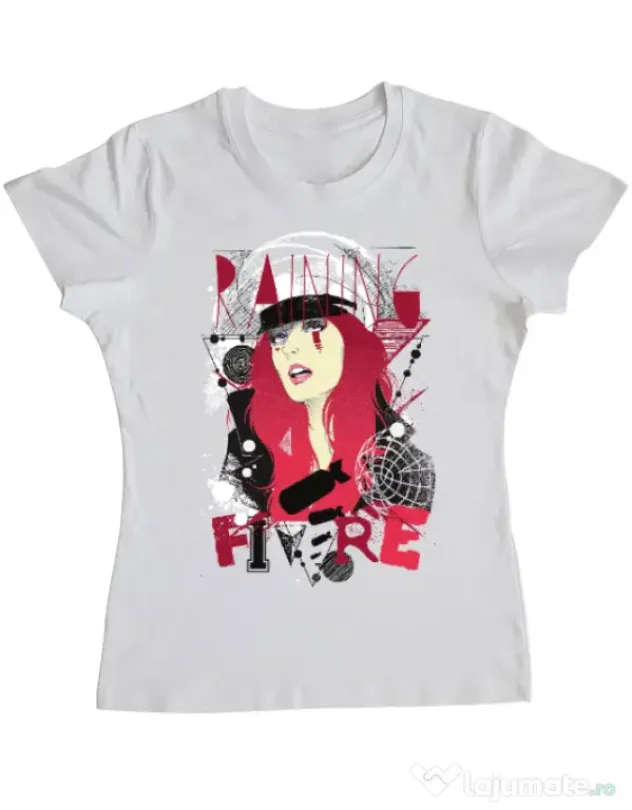 Tricou ADLER dama Raining fire Alb