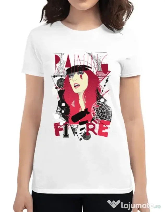 Tricou ADLER dama Raining fire Alb