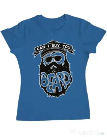 Tricou ADLER dama Can i buy you a beard Albastru azuriu