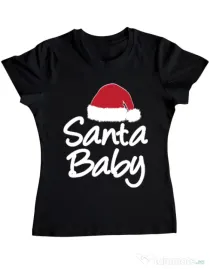 Tricou ADLER dama Santa baby Negru