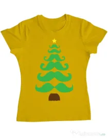 Tricou ADLER dama Moustache Christmas tree Galben