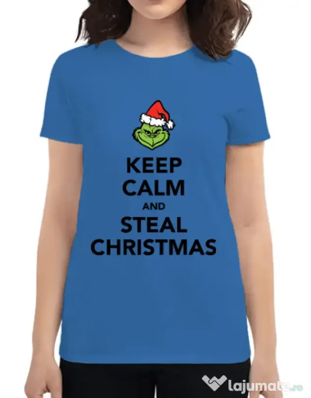 Tricou ADLER dama Steal Christmas Albastru azuriu