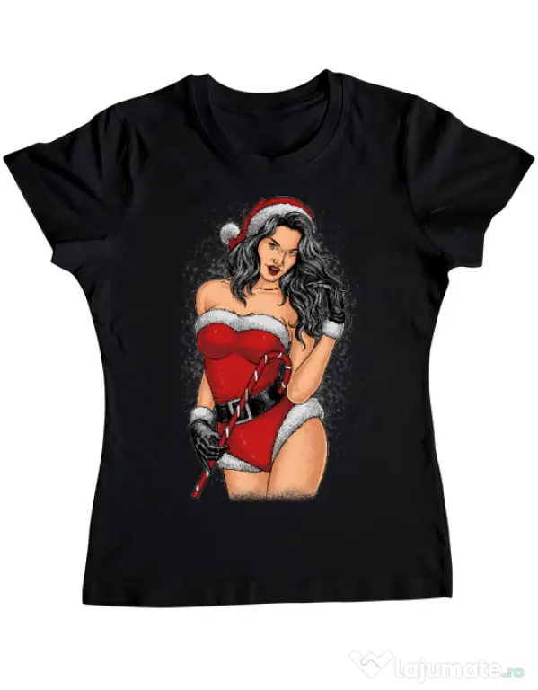 Tricou ADLER dama Sexy Santa Girl Negru