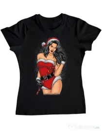 Tricou ADLER dama Sexy Santa Girl Negru
