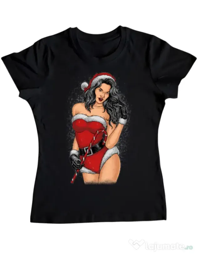 Tricou ADLER dama Sexy Santa Girl Negru