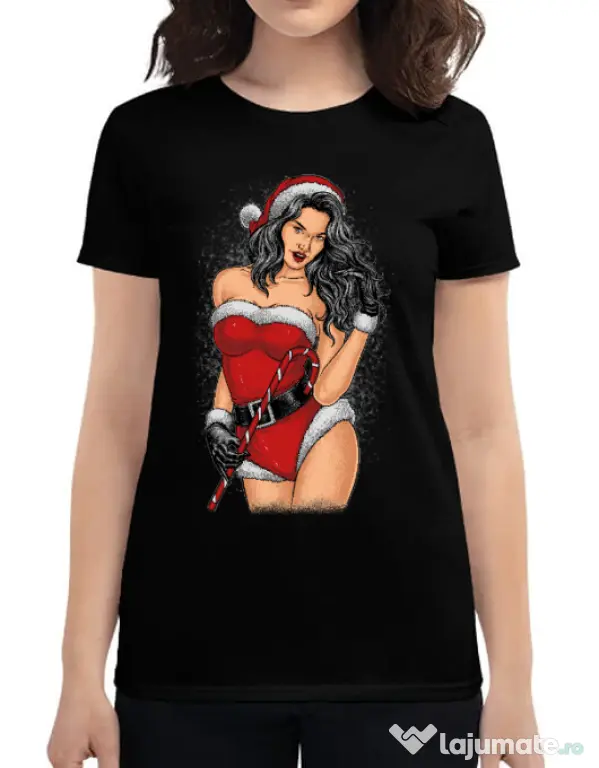 Tricou ADLER dama Sexy Santa Girl Negru