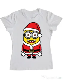 Tricou ADLER dama Santa minions Alb