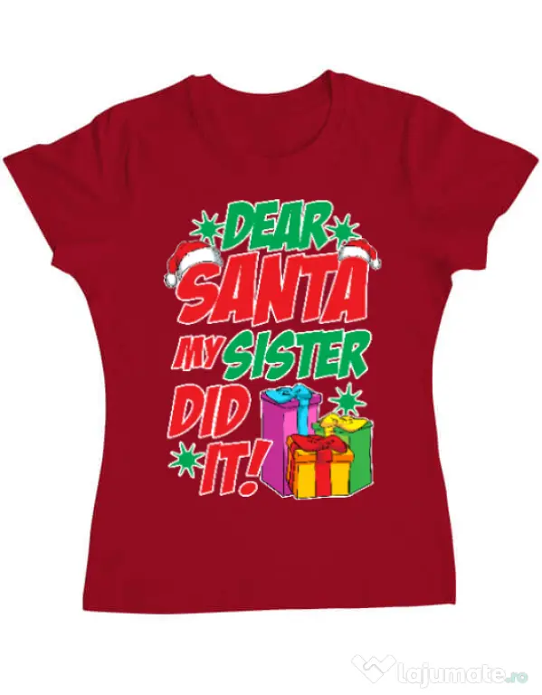 Tricou ADLER dama My sister did it Rosu