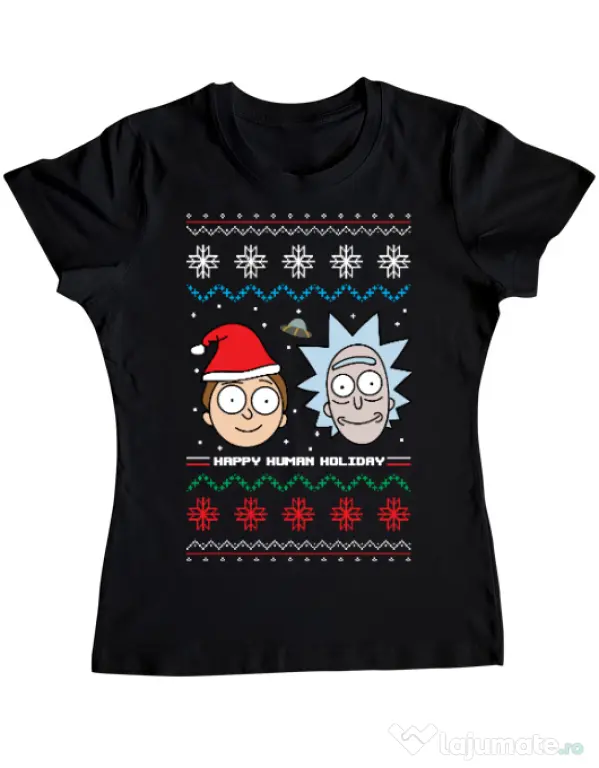 Tricou ADLER dama Rick and Morty Christmas Negru