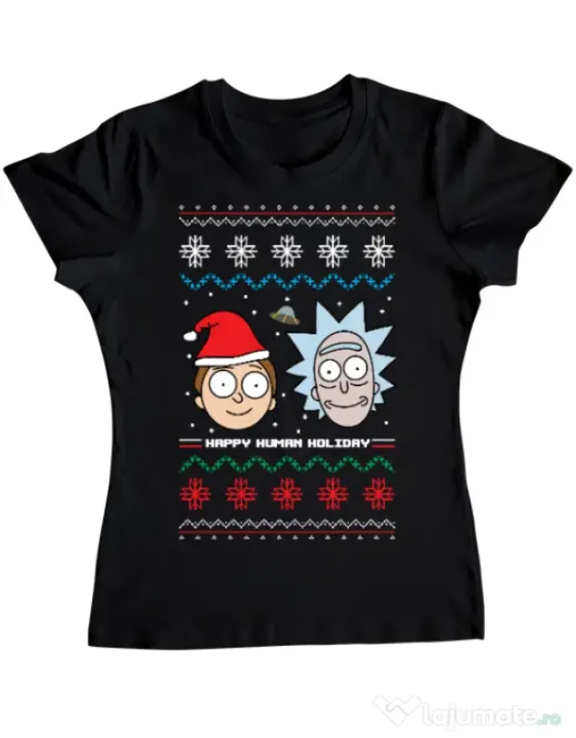 Tricou ADLER dama Rick and Morty Christmas Negru