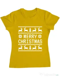 Tricou ADLER dama Merry Christmas Ugly Sweater Galben