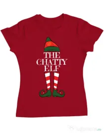 Tricou ADLER dama The chatty elf Rosu