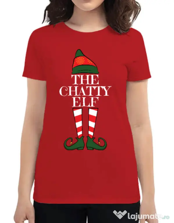 Tricou ADLER dama The chatty elf Rosu