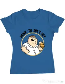 Tricou ADLER dama Drink til she is hot Albastru azuriu
