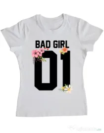 Tricou ADLER dama Bad girl Alb