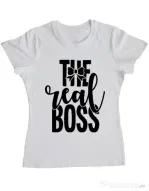 Tricou ADLER dama The real boss Alb
