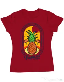 Tricou ADLER dama Tropical vibes Rosu